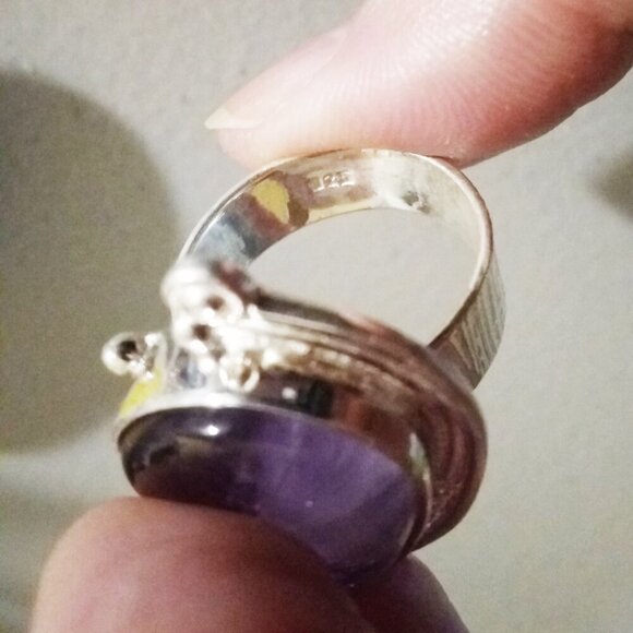 Sz 7.75 ~ Huge Amethyst in Bright Silver! February Birthstone. Intense & Flashy! - Picture 11 of 14